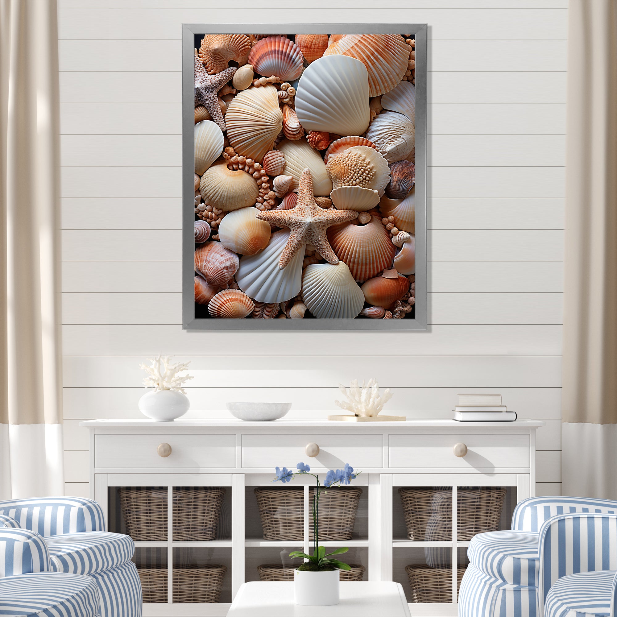 Classic Seashells By The Sea - Seashell Large Canvas Wall Art