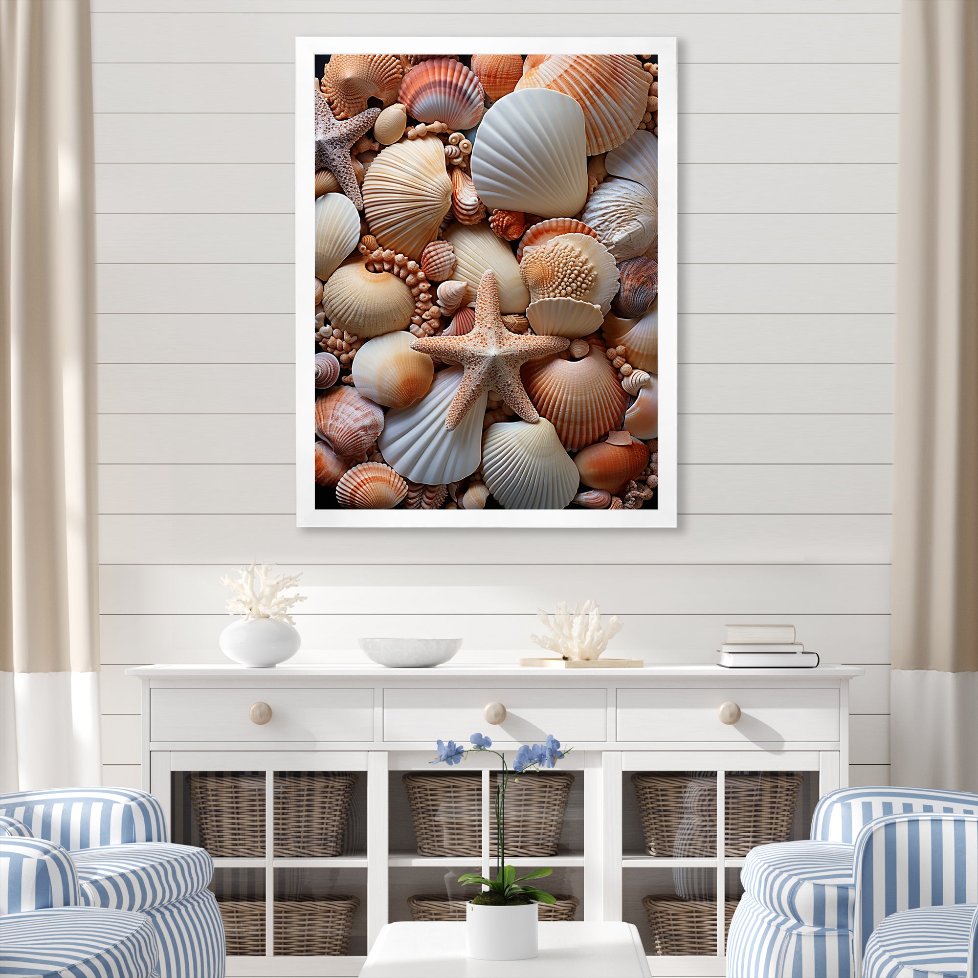 Classic Seashells By The Sea - Seashell Large Canvas Wall Art