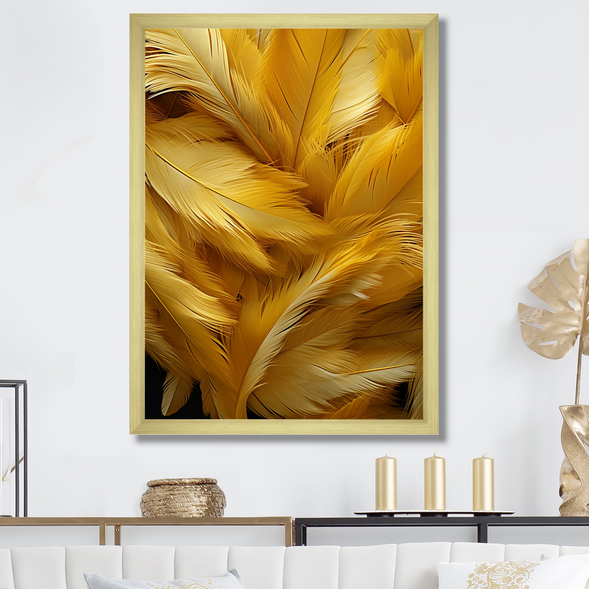 Golden Feather Grin - Feathers Wall Decor