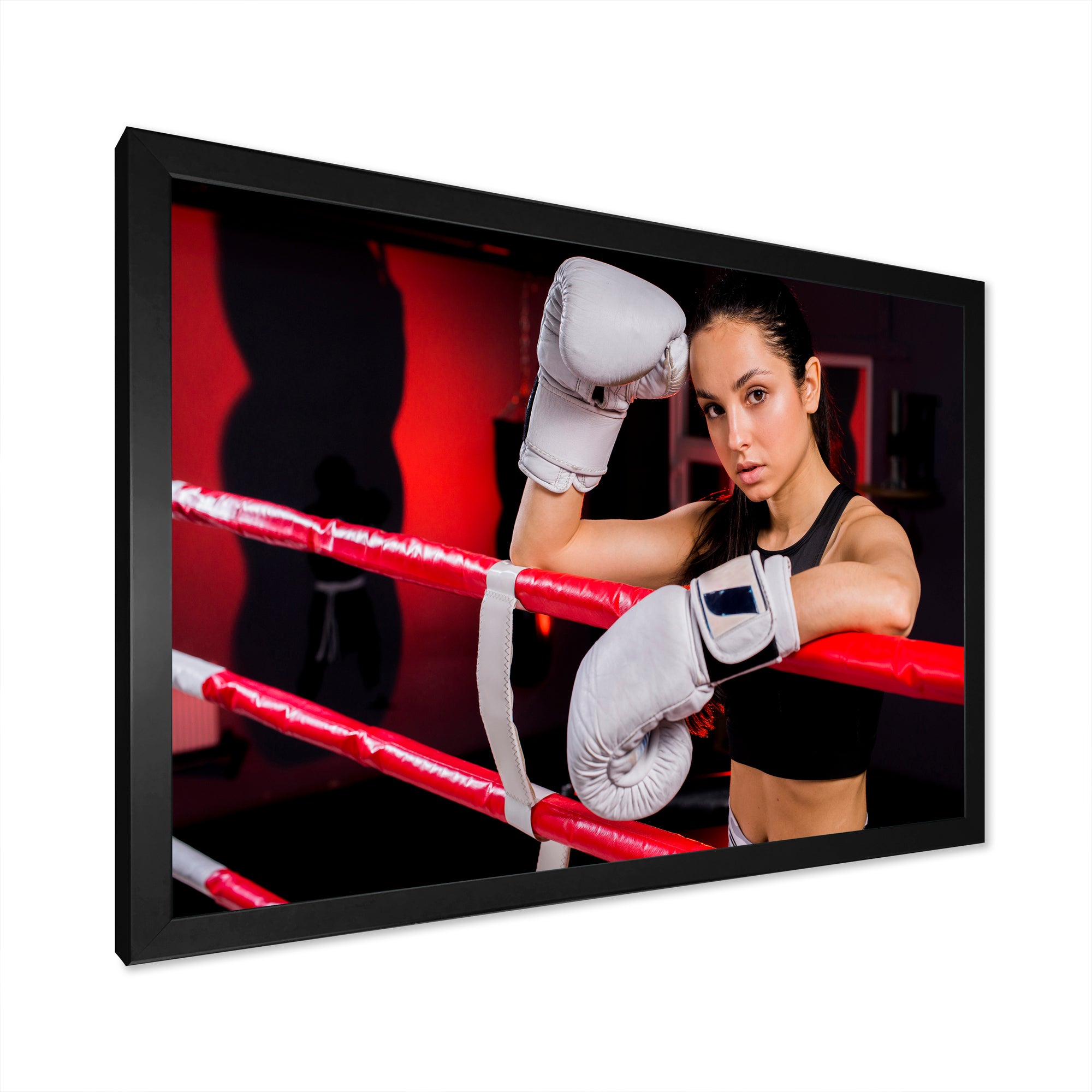 Boxer Girl Posing In The Gym - Sport Boxer Canvas Wall Art
