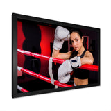 Boxer Girl Posing In The Gym - Sport Boxer Canvas Wall Art