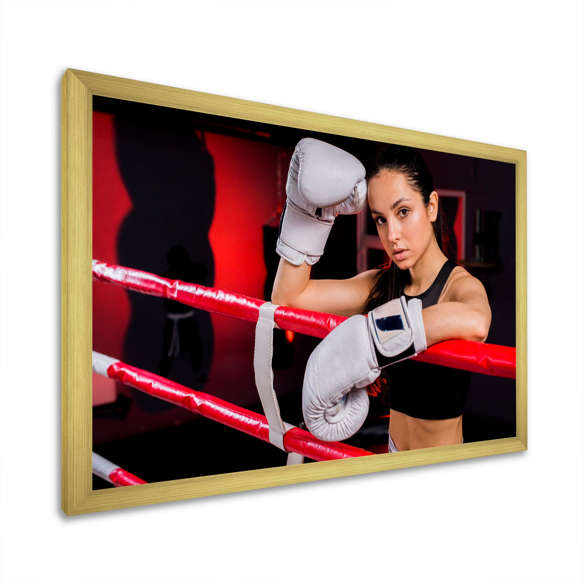 Boxer Girl Posing In The Gym - Sport Boxer Canvas Wall Art