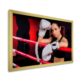 Boxer Girl Posing In The Gym - Sport Boxer Canvas Wall Art