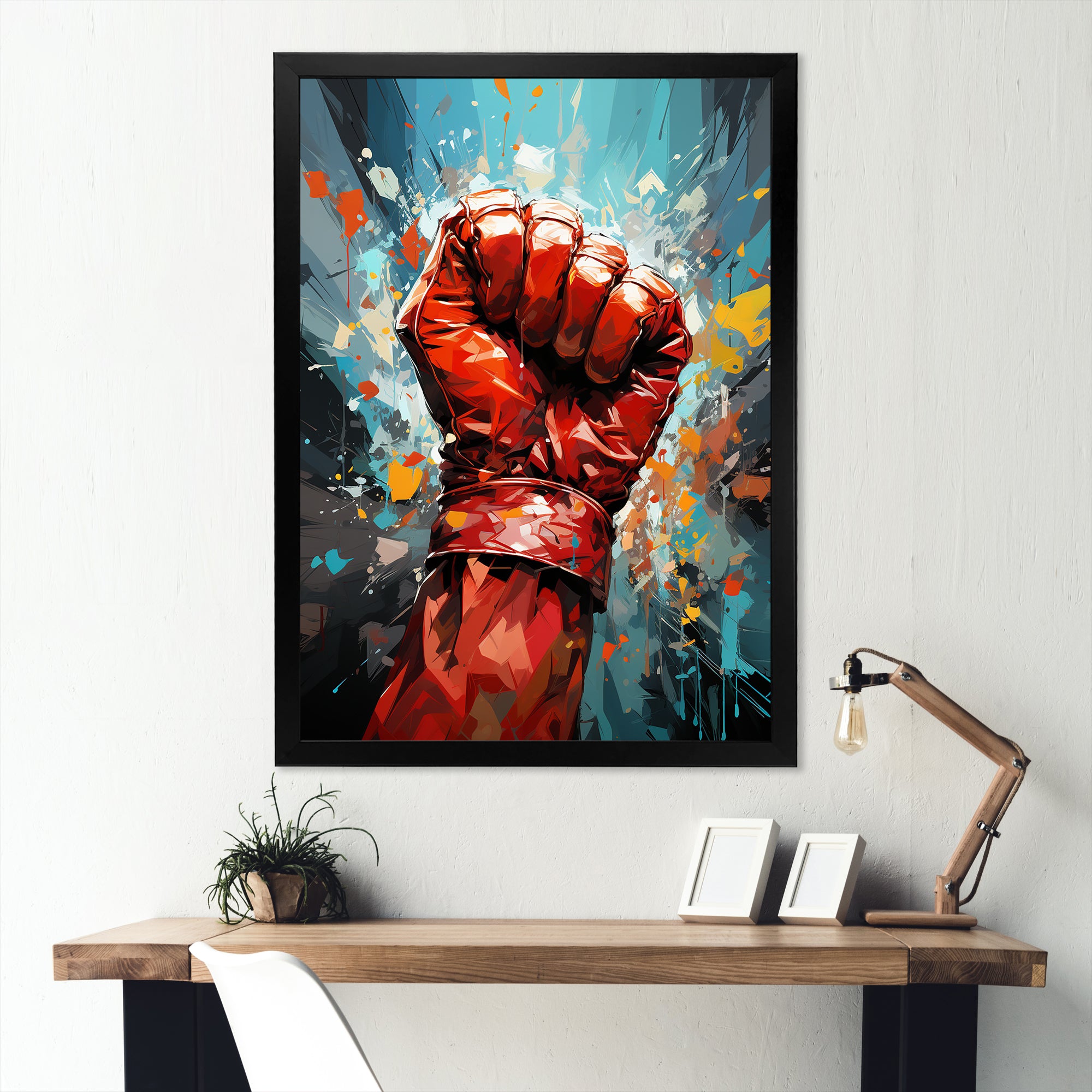 Boxing Illustration Of A Red Boxing Glove - Sport Boxer Canvas Wall Art