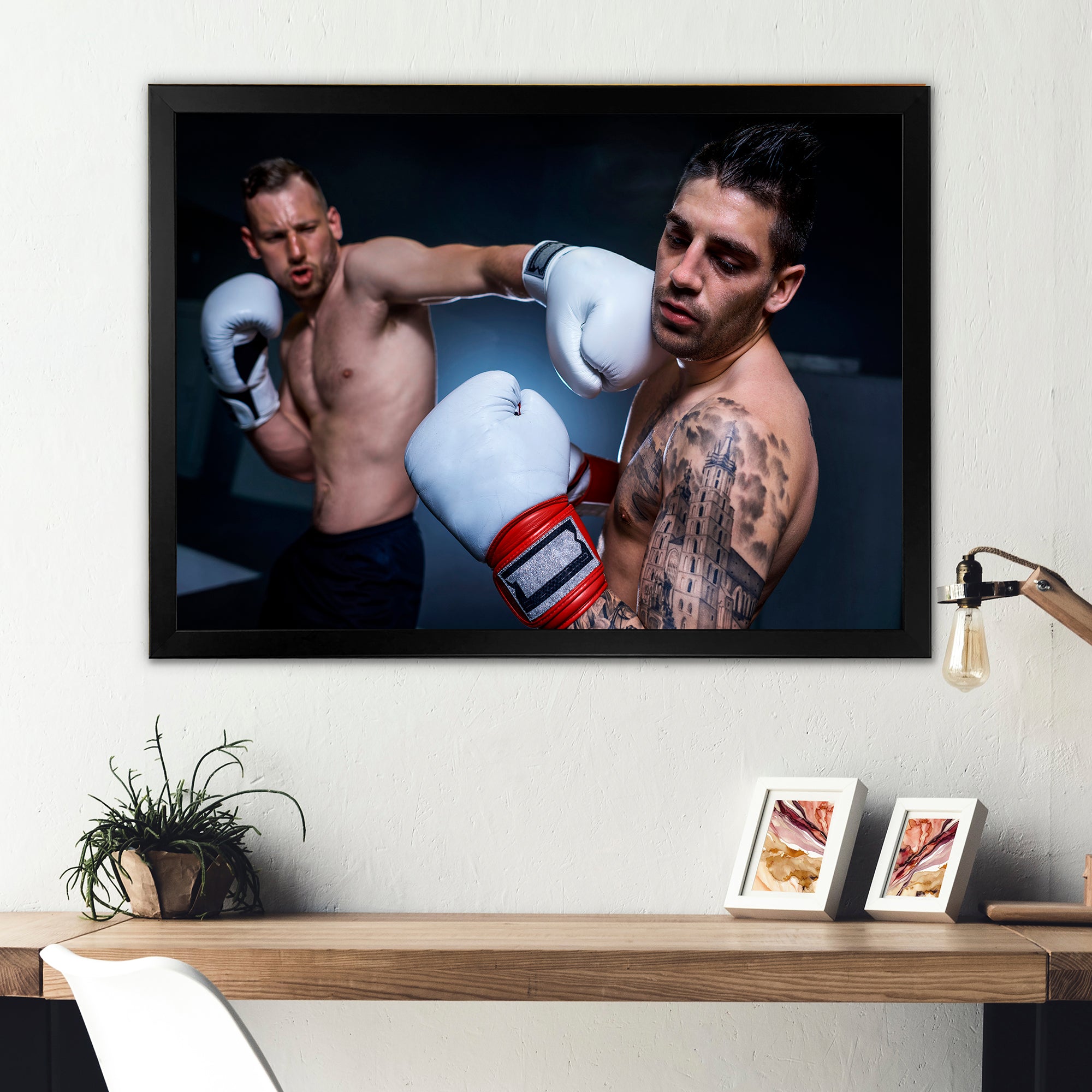 Boxing March Of Two Male Boxers - Sport Boxer Canvas Wall Art