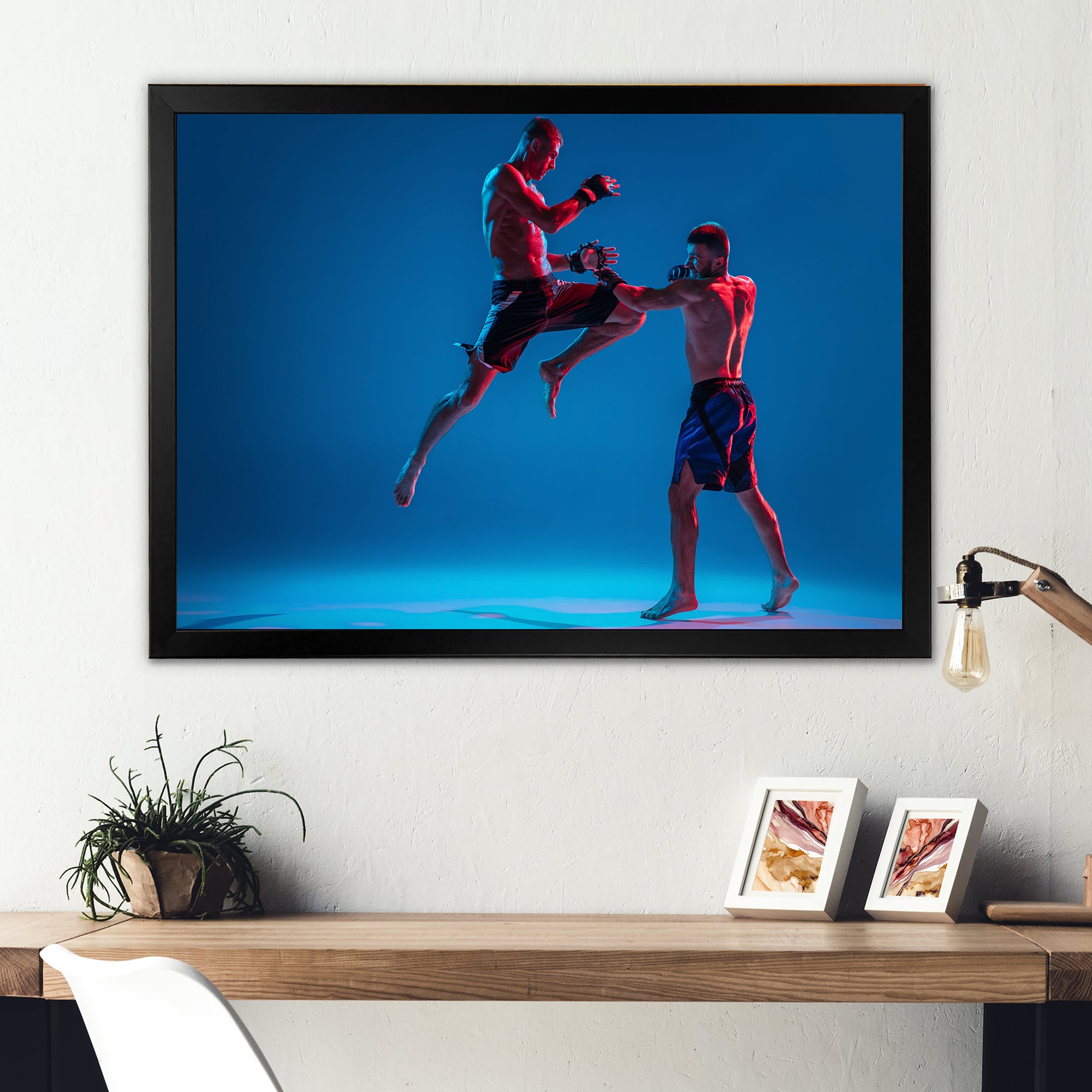 Two MMA Fighters Boxing - Sport Boxer Canvas Wall Art