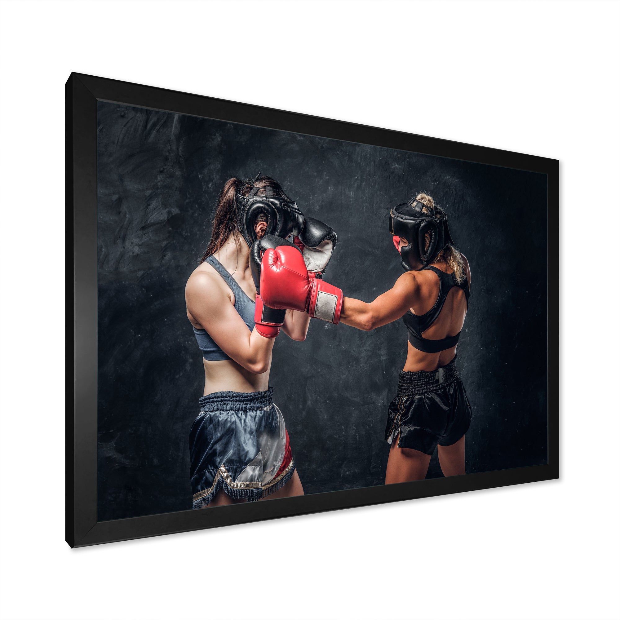 Two Female Boxers Fighting - Sport Boxer Canvas Wall Art