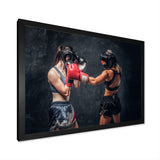 Two Female Boxers Fighting - Sport Boxer Canvas Wall Art