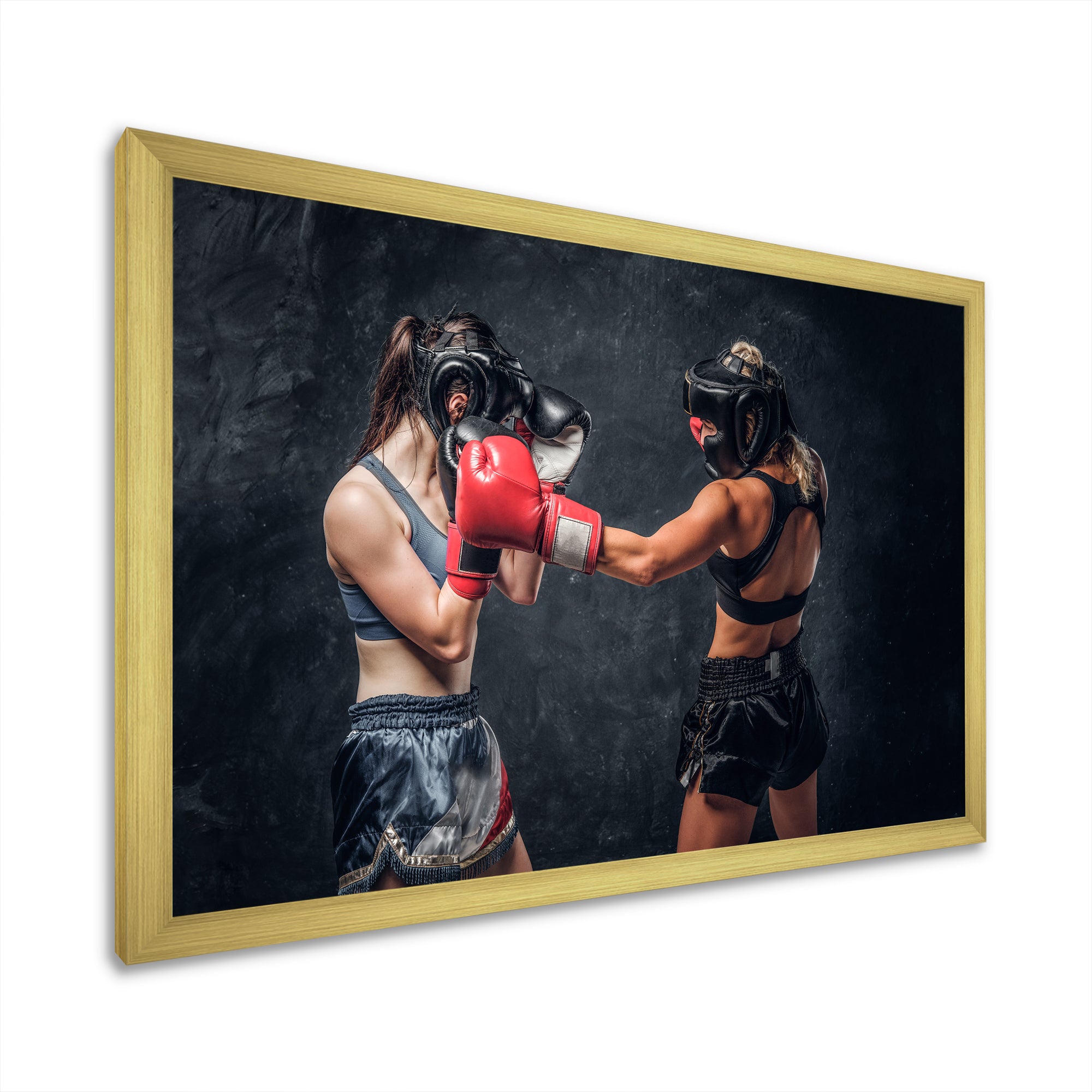 Two Female Boxers Fighting - Sport Boxer Canvas Wall Art