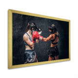 Two Female Boxers Fighting - Sport Boxer Canvas Wall Art