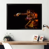 Professional Boxer Training Isolated On Black - Sport Boxer Canvas Wall Art