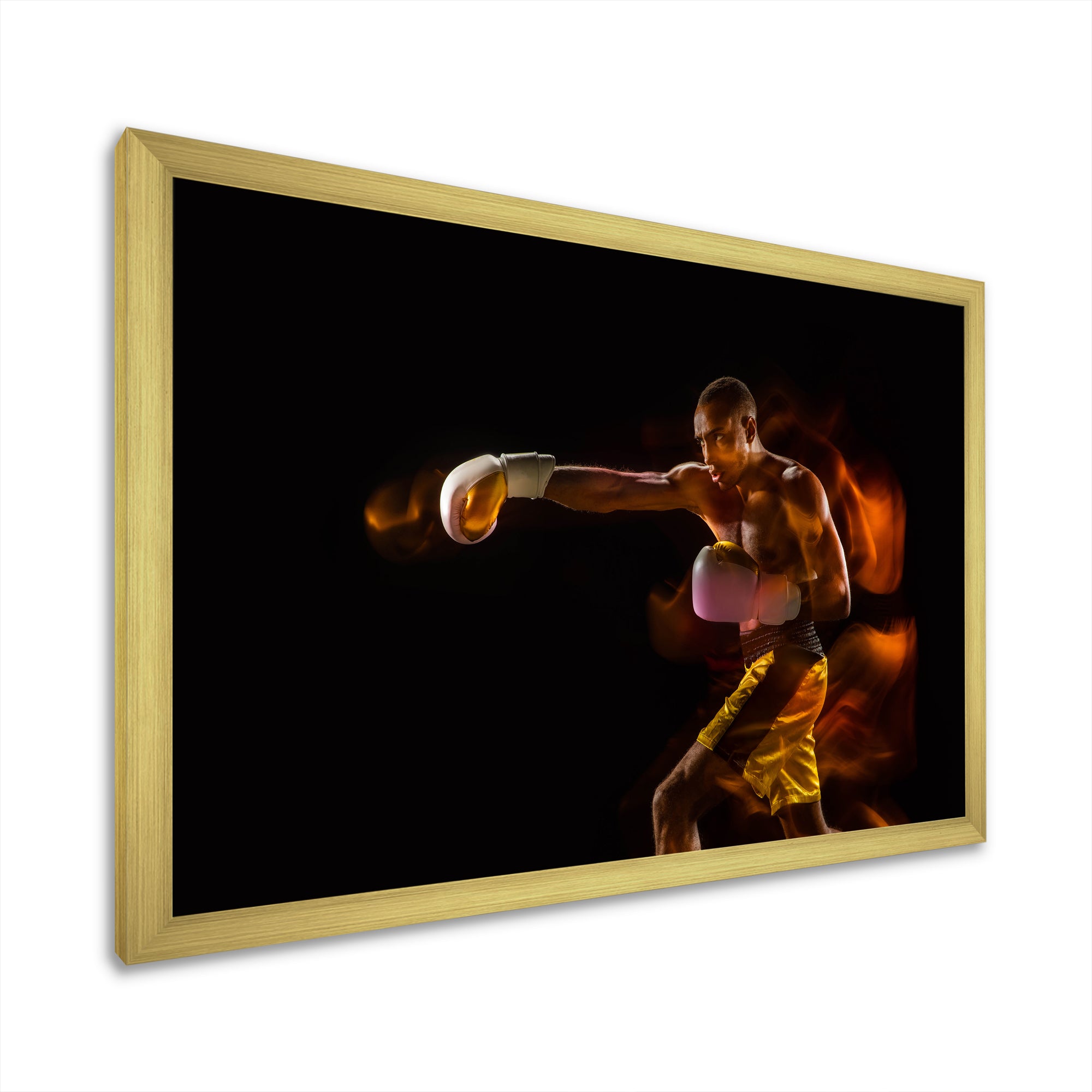 Professional Boxer Training Isolated On Black - Sport Boxer Canvas Wall Art