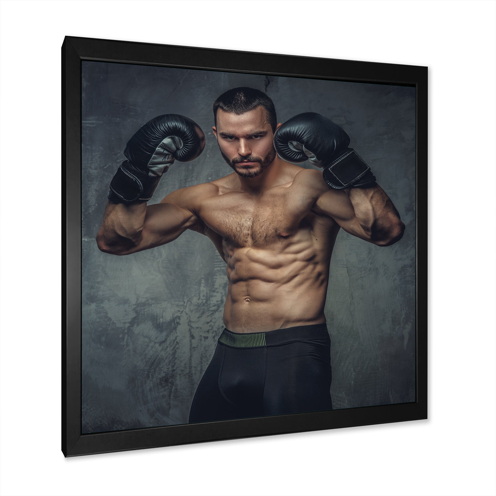 Shirtless Aggressive Fighter Boxer Gloves - Sport Boxer Canvas Wall Art