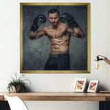 Shirtless Aggressive Fighter Boxer Gloves - Sport Boxer Canvas Wall Art