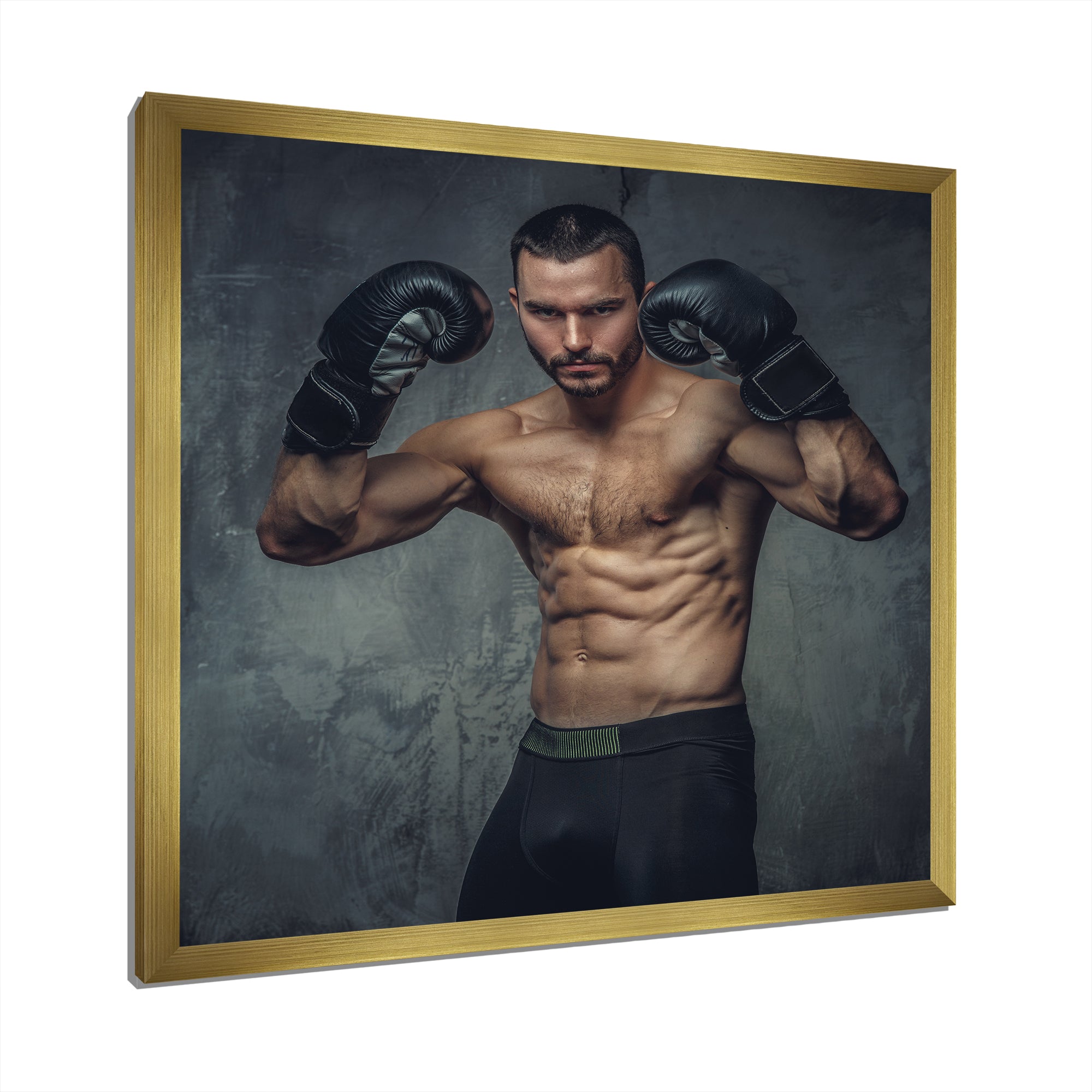 Shirtless Aggressive Fighter Boxer Gloves - Sport Boxer Canvas Wall Art