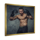 Shirtless Aggressive Fighter Boxer Gloves - Sport Boxer Canvas Wall Art