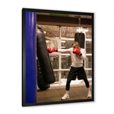Side View Boxer Of Practicing With Punching Bag - Sport Boxer Canvas Wall Art