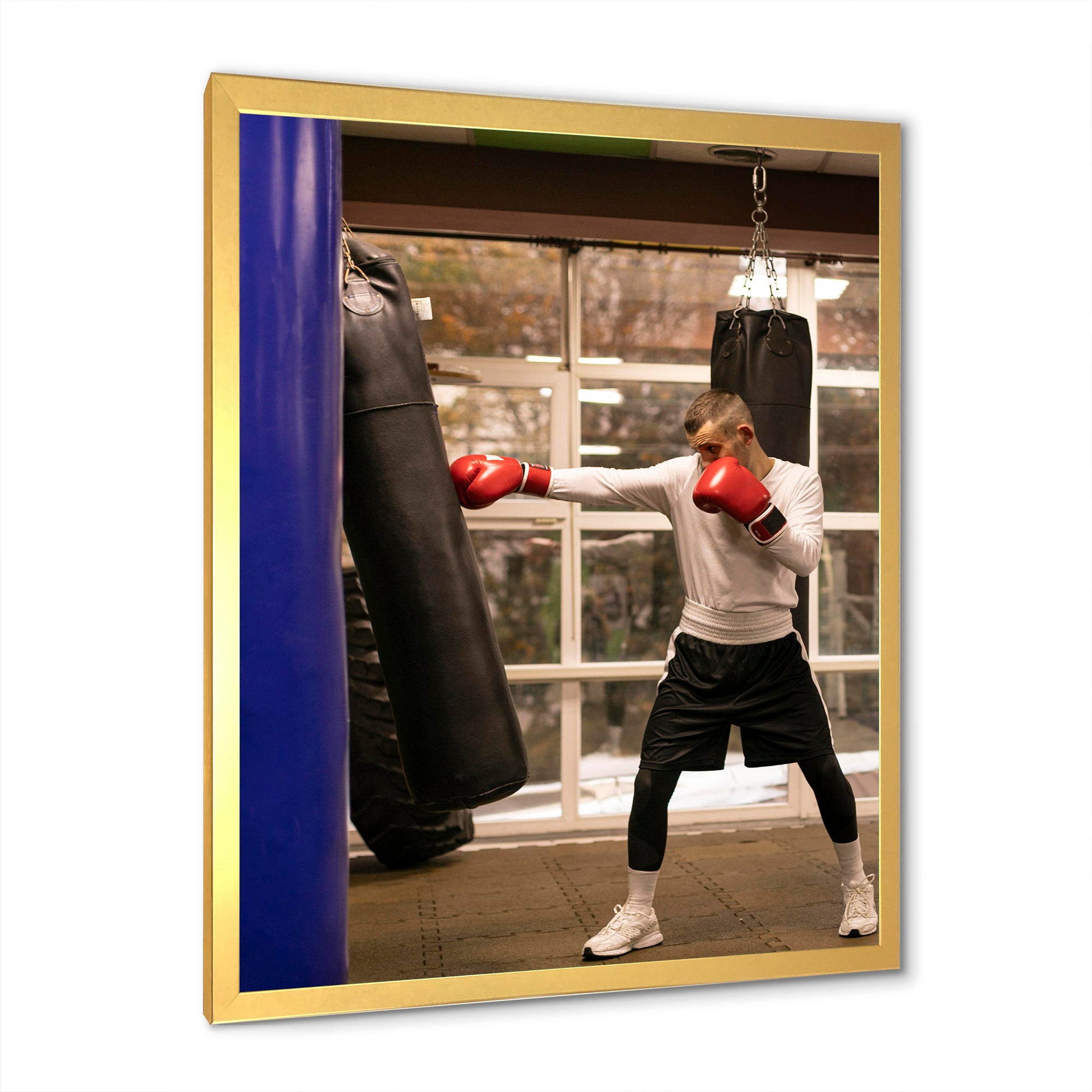 Side View Boxer Of Practicing With Punching Bag - Sport Boxer Canvas Wall Art