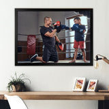 Young Trainer Training A Little Boy Boxer - Sport Boxer Canvas Wall Art