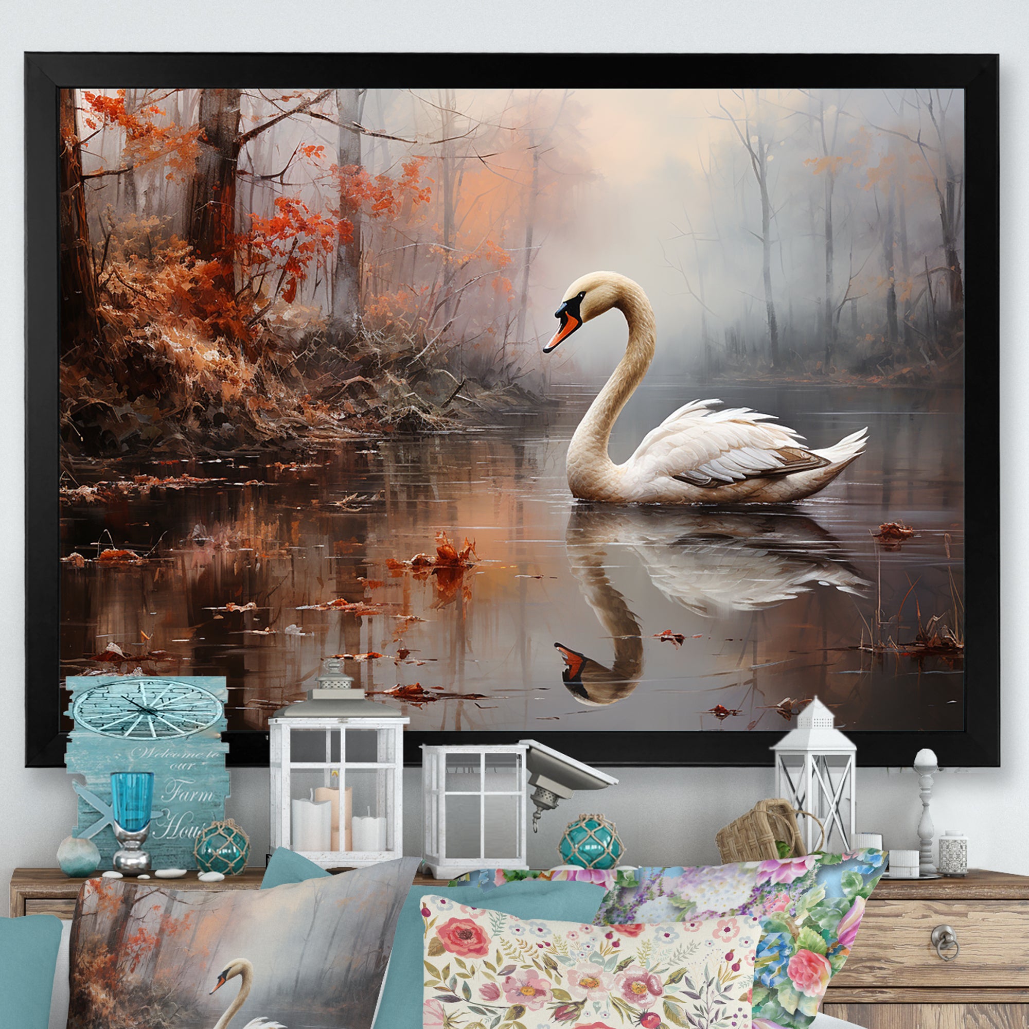 Swan In The Mist - Swans Wall Decor