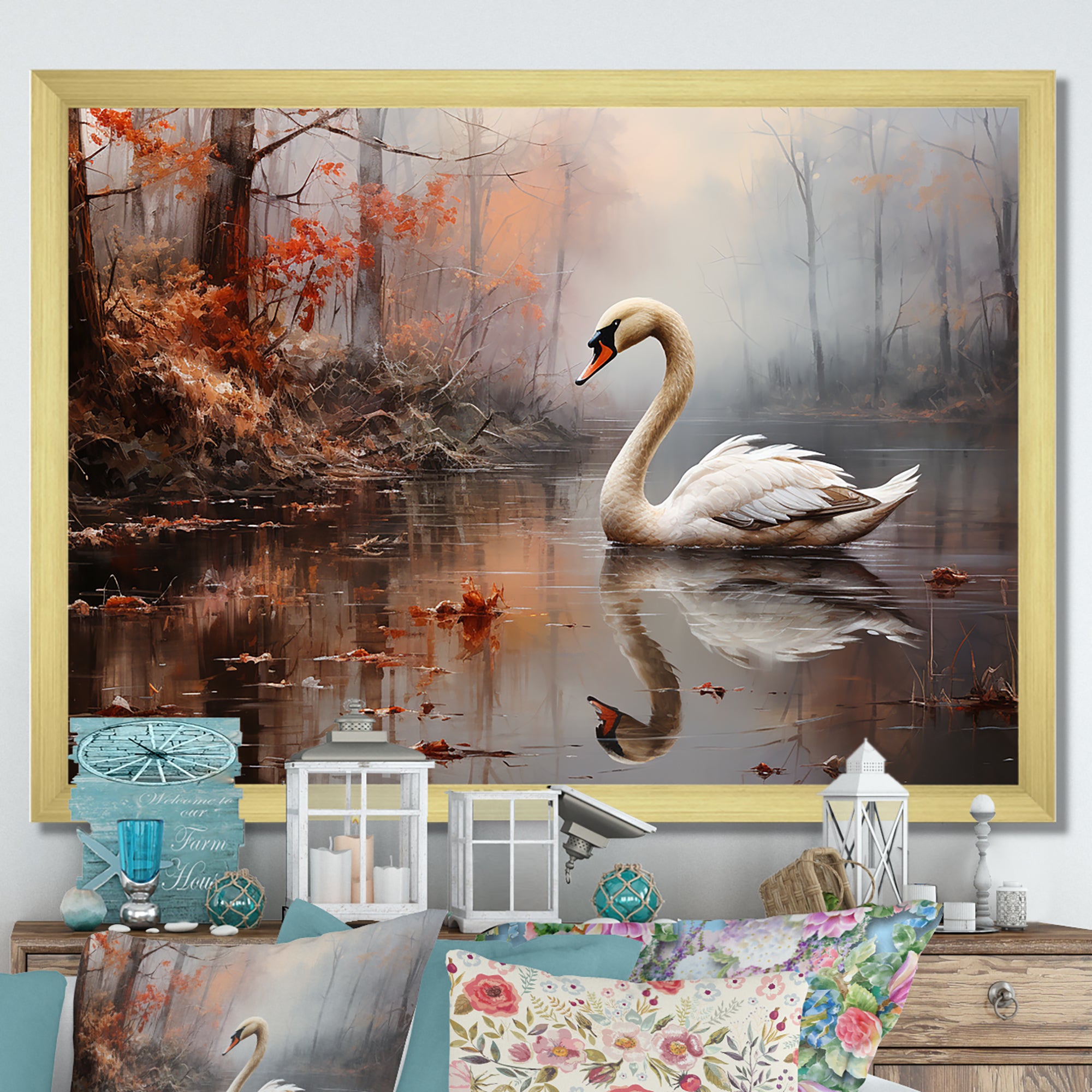 Swan In The Mist - Swans Wall Decor