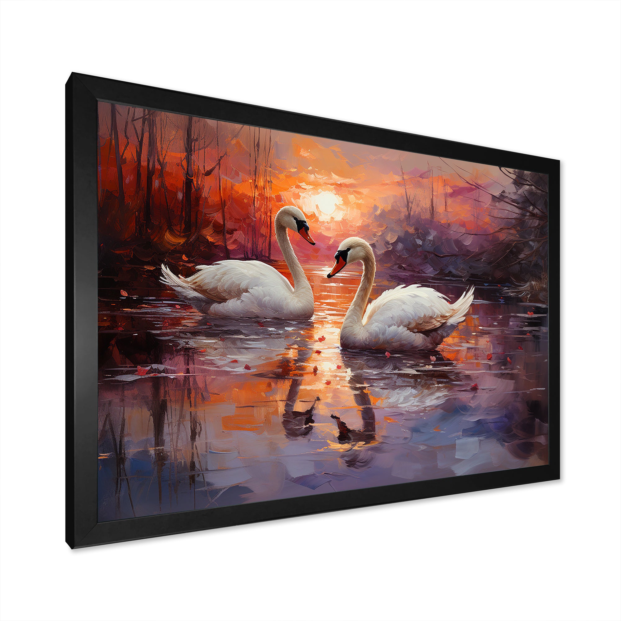 Swan Lake Twilight - Swans Wall Art Prints