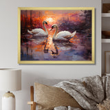 Swan Lake Twilight - Swans Wall Art Prints