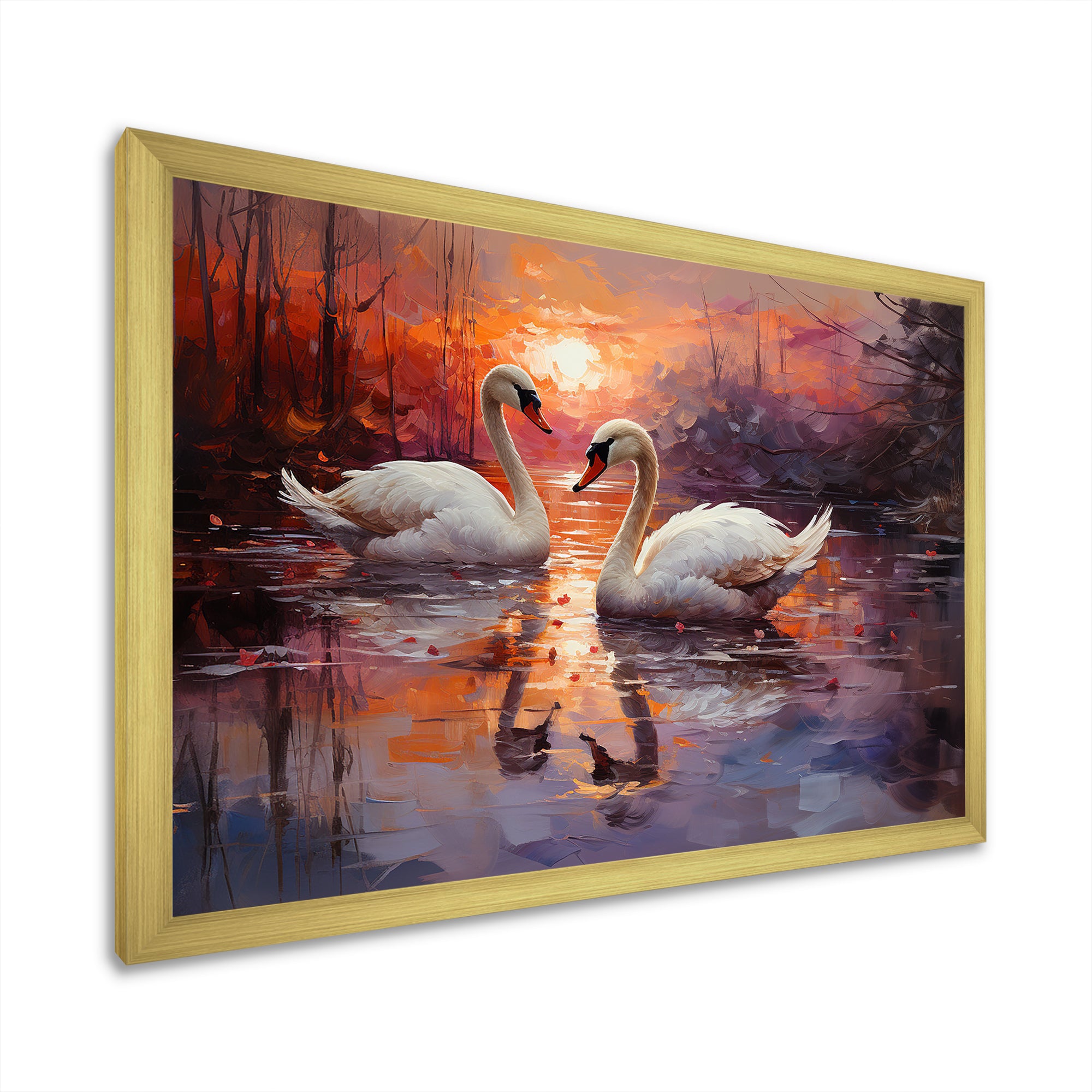Swan Lake Twilight - Swans Wall Art Prints