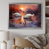 Swan Lake Twilight - Swans Wall Art Prints