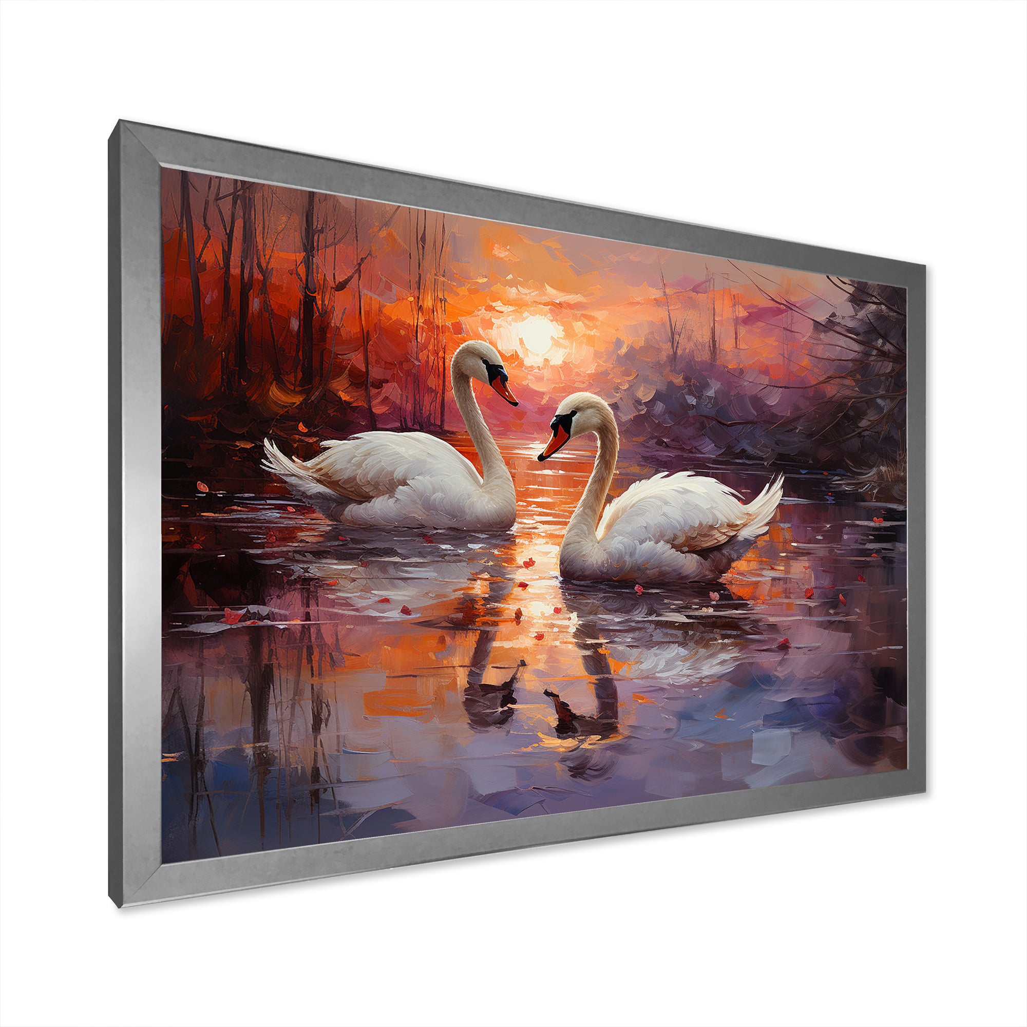 Swan Lake Twilight - Swans Wall Art Prints
