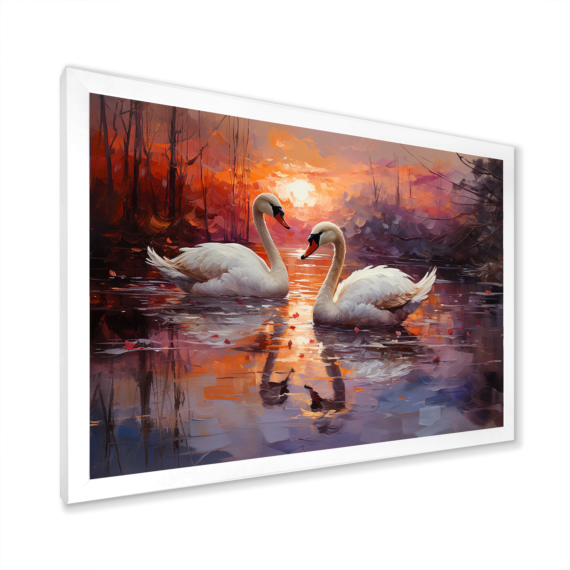 Swan Lake Twilight - Swans Wall Art Prints