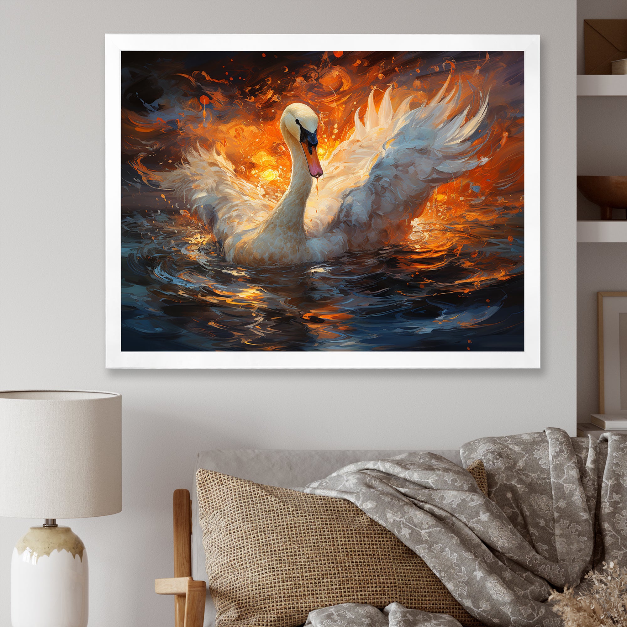 Swans Voyage - Peach Swans Wall Art