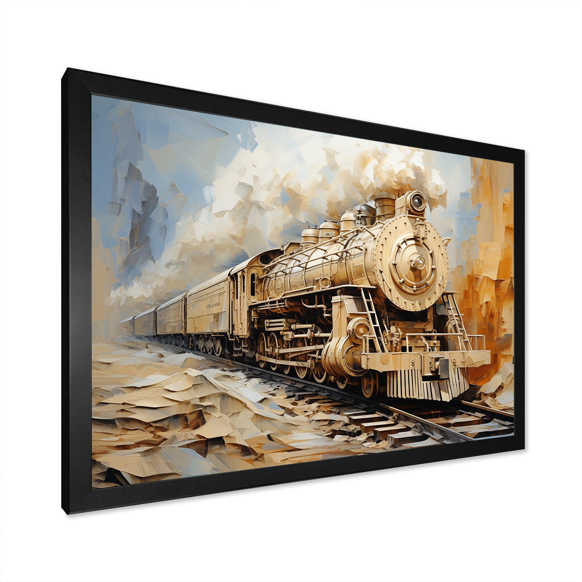 Vintage White Train Dream - Train Canvas Wall Art