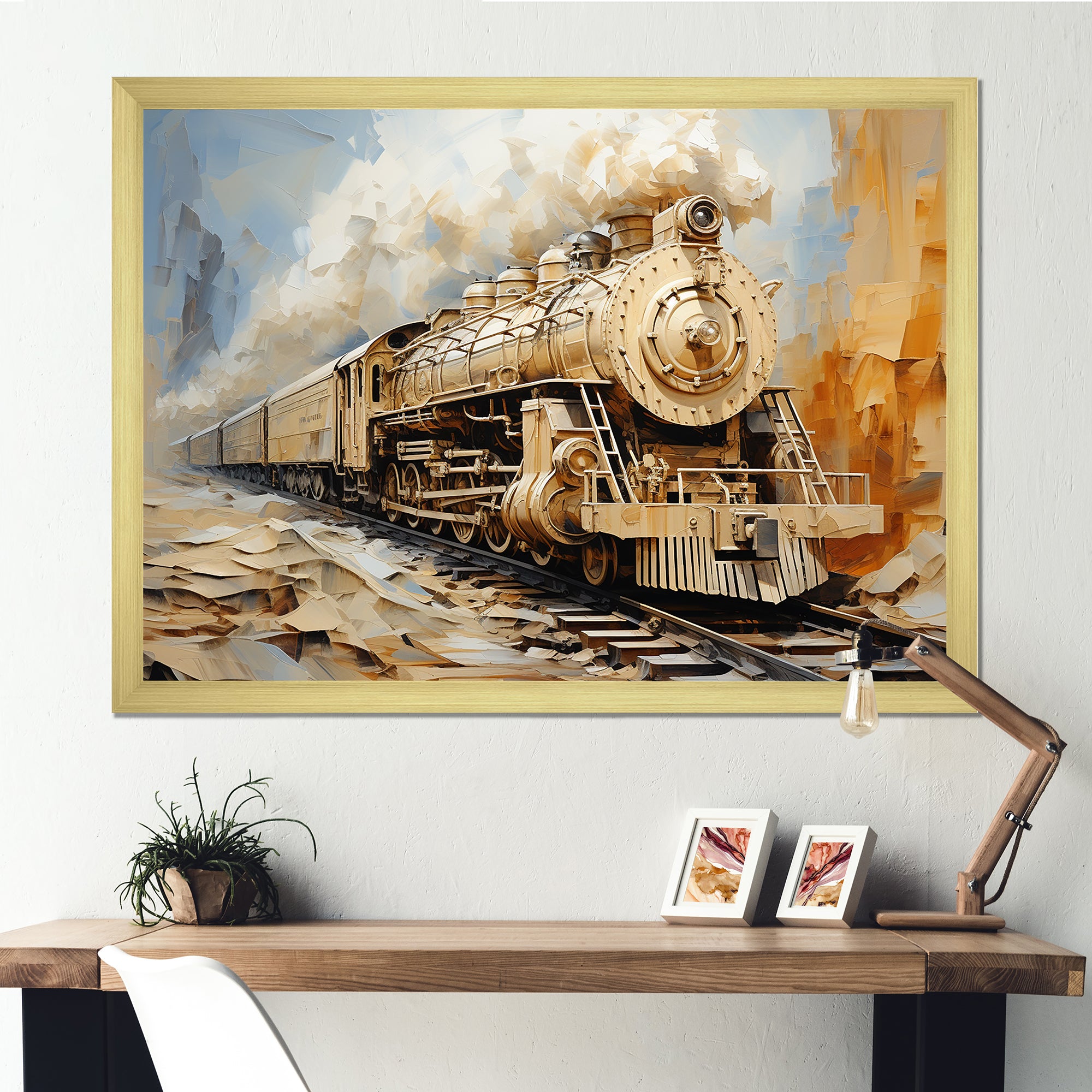 Vintage White Train Dream - Train Canvas Wall Art
