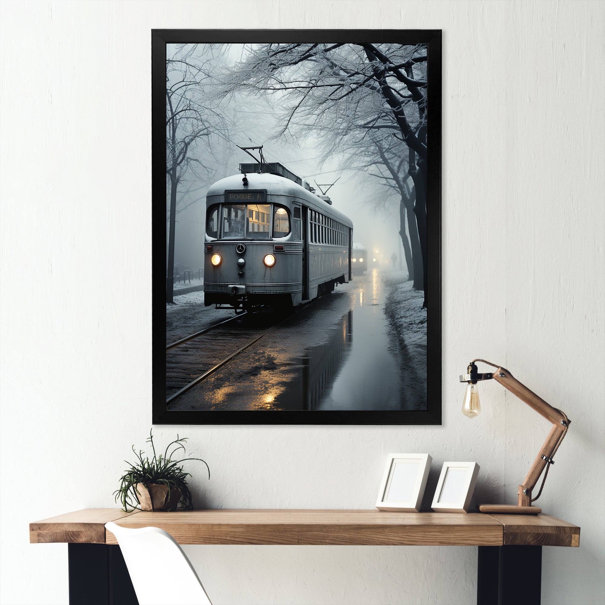 Train Charm In Winter Photo - Train Canvas Wall Art