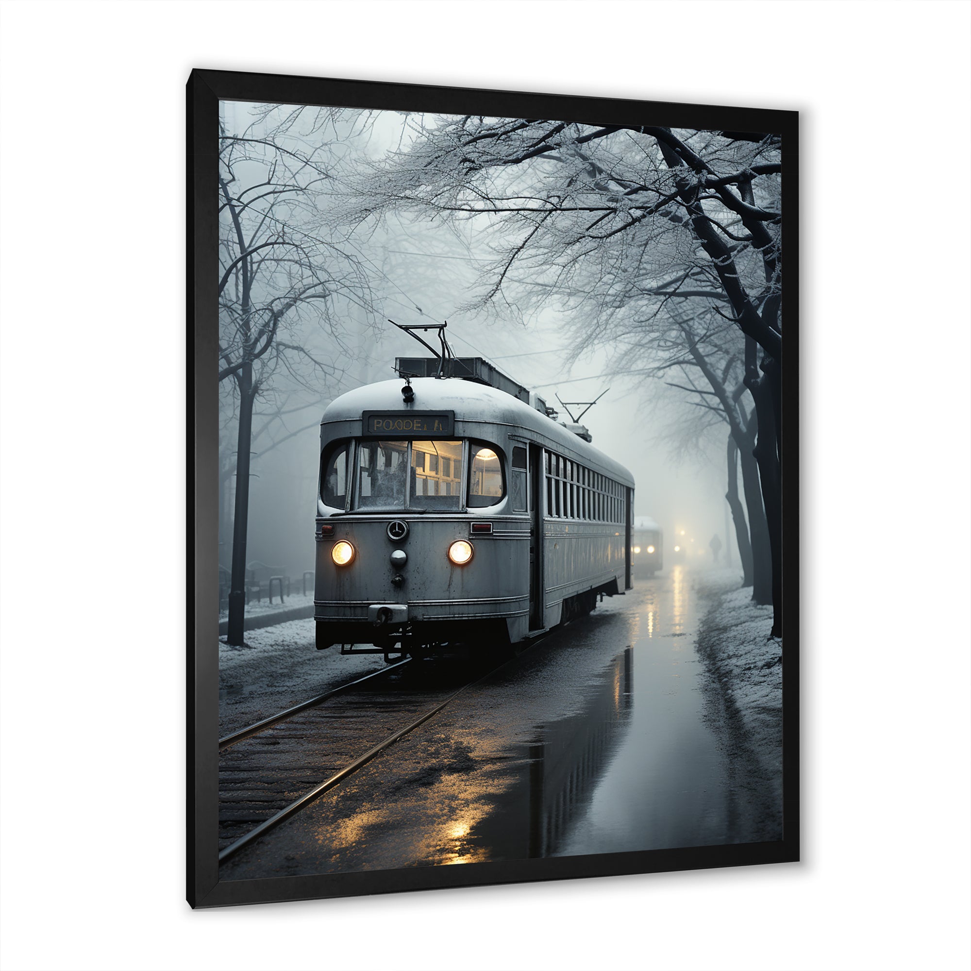 Train Charm In Winter Photo - Train Canvas Wall Art