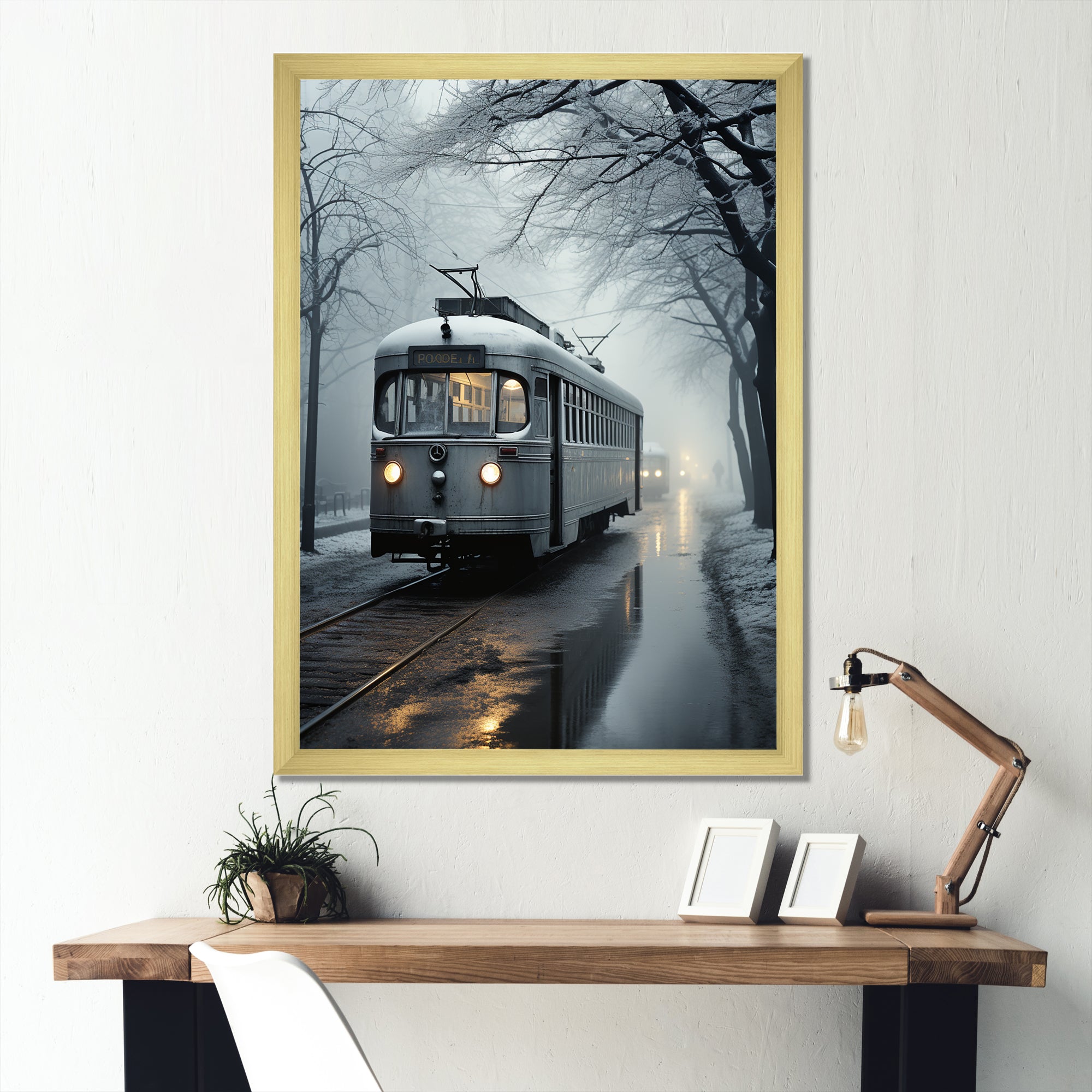 Train Charm In Winter Photo - Train Canvas Wall Art