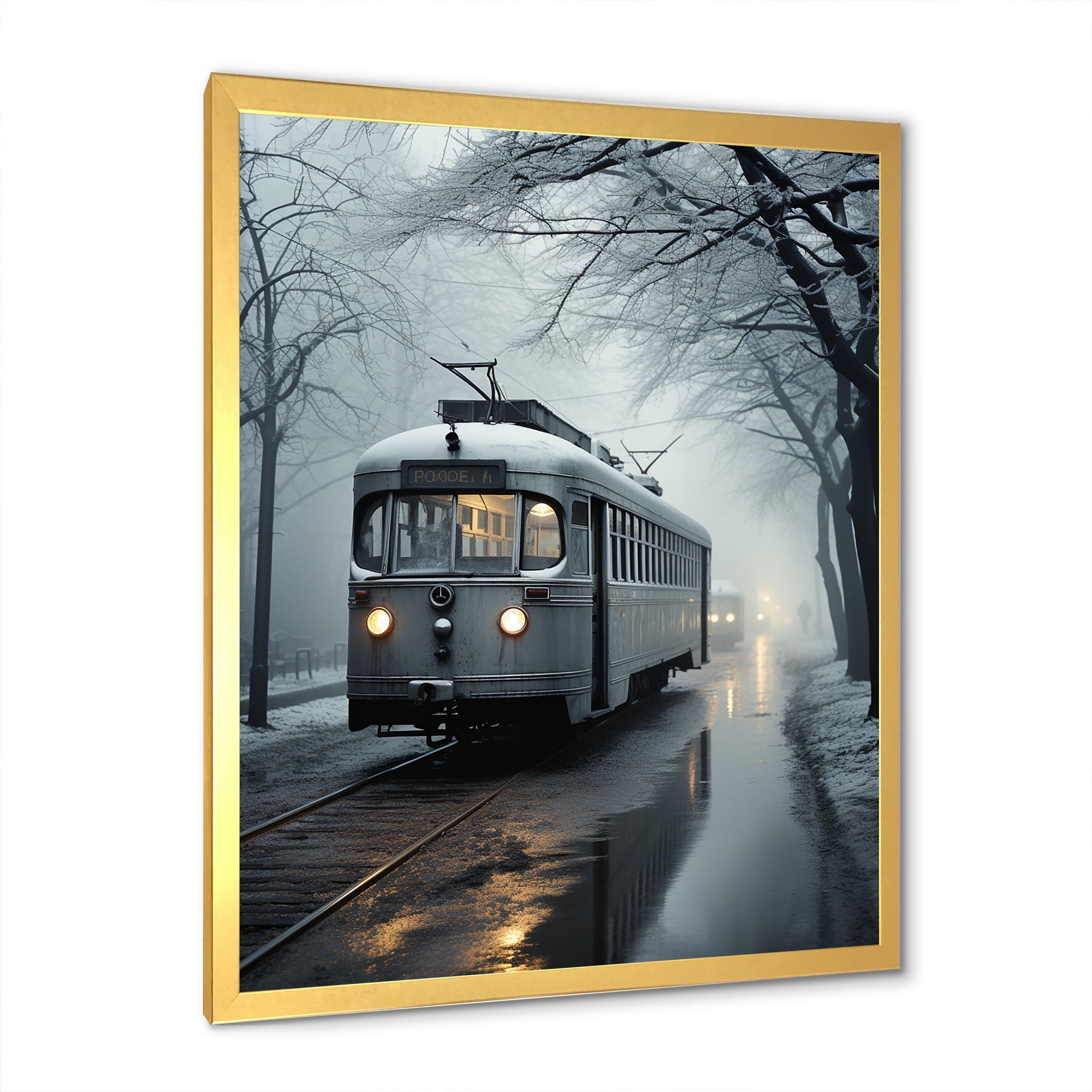 Train Charm In Winter Photo - Train Canvas Wall Art