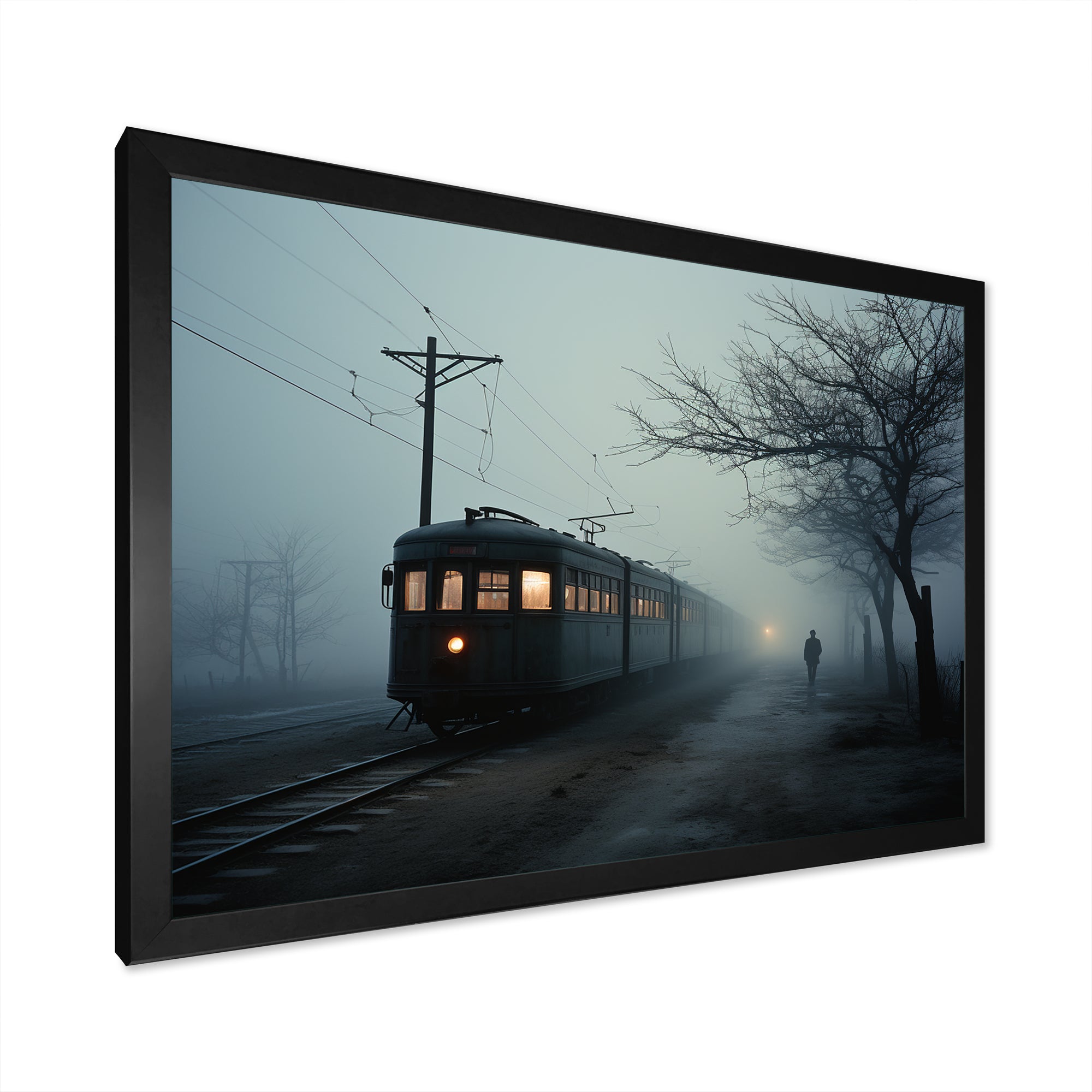 Mystic Train Charm In Winter Photo - Train Canvas Wall Art