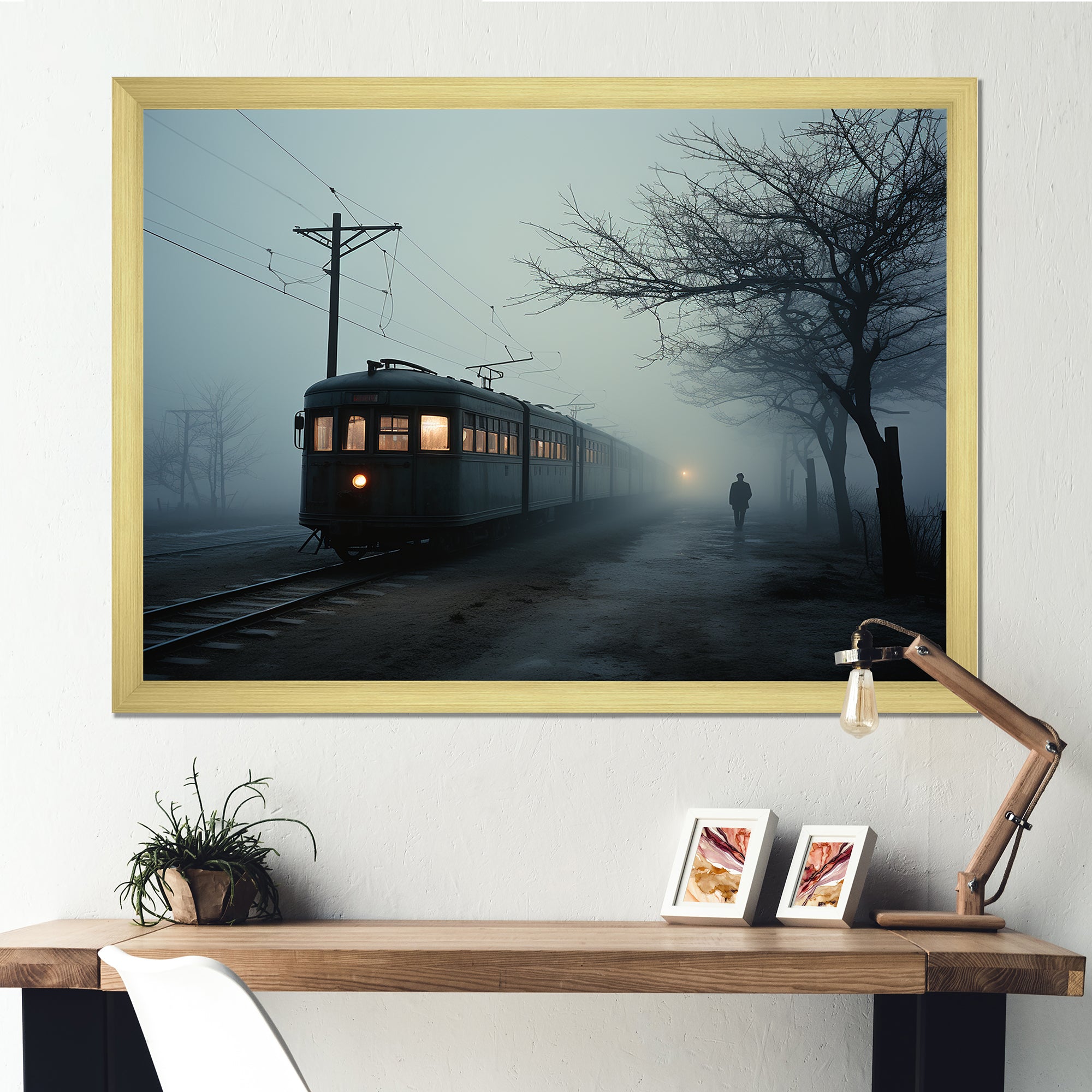 Mystic Train Charm In Winter Photo - Train Canvas Wall Art
