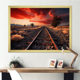 Train Tracks Red Scenery - Train Canvas Wall Art