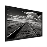 Black And White Train Tracks Photo - Train Canvas Wall Art