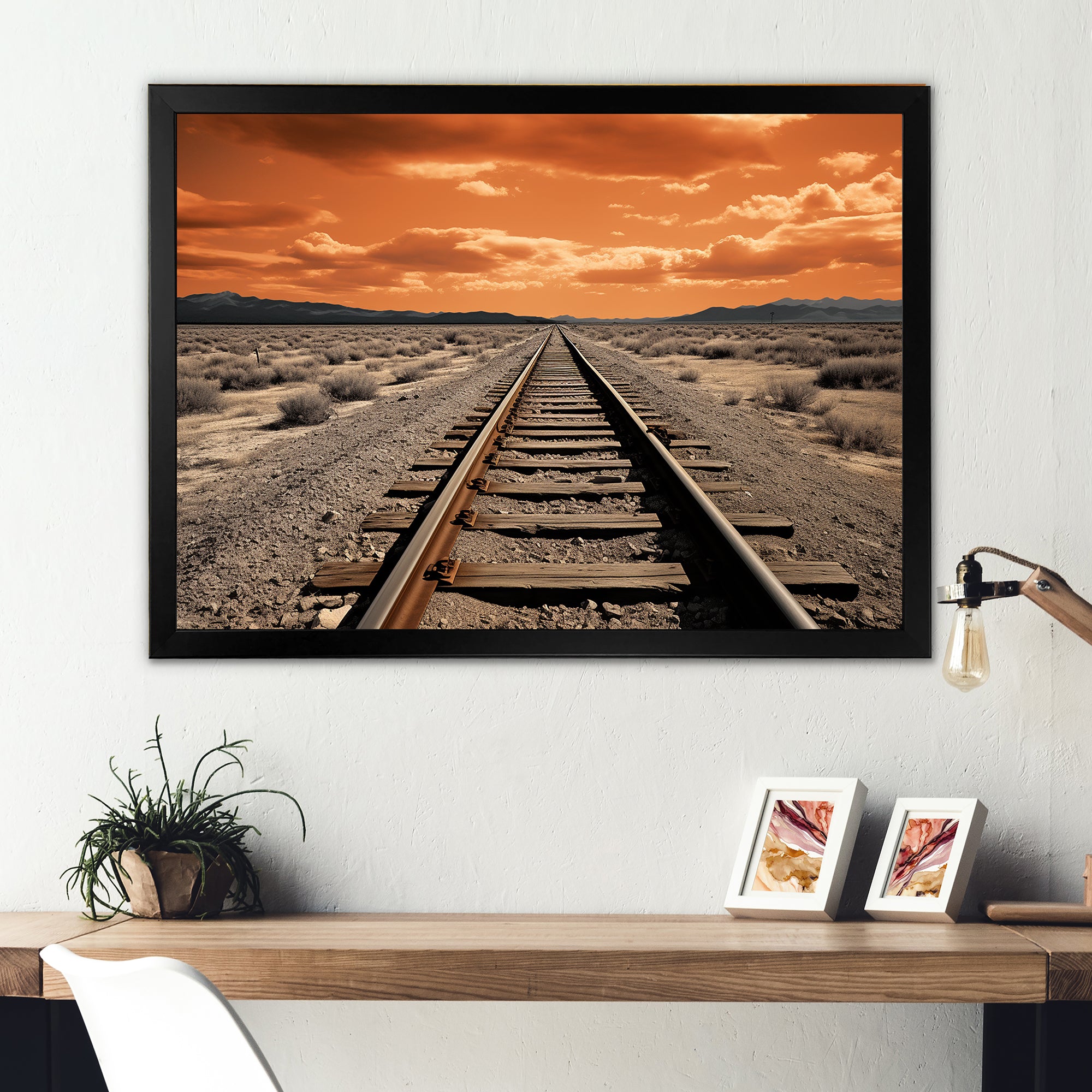 Train Tracks Minimalism Scenery - Train Canvas Wall Art