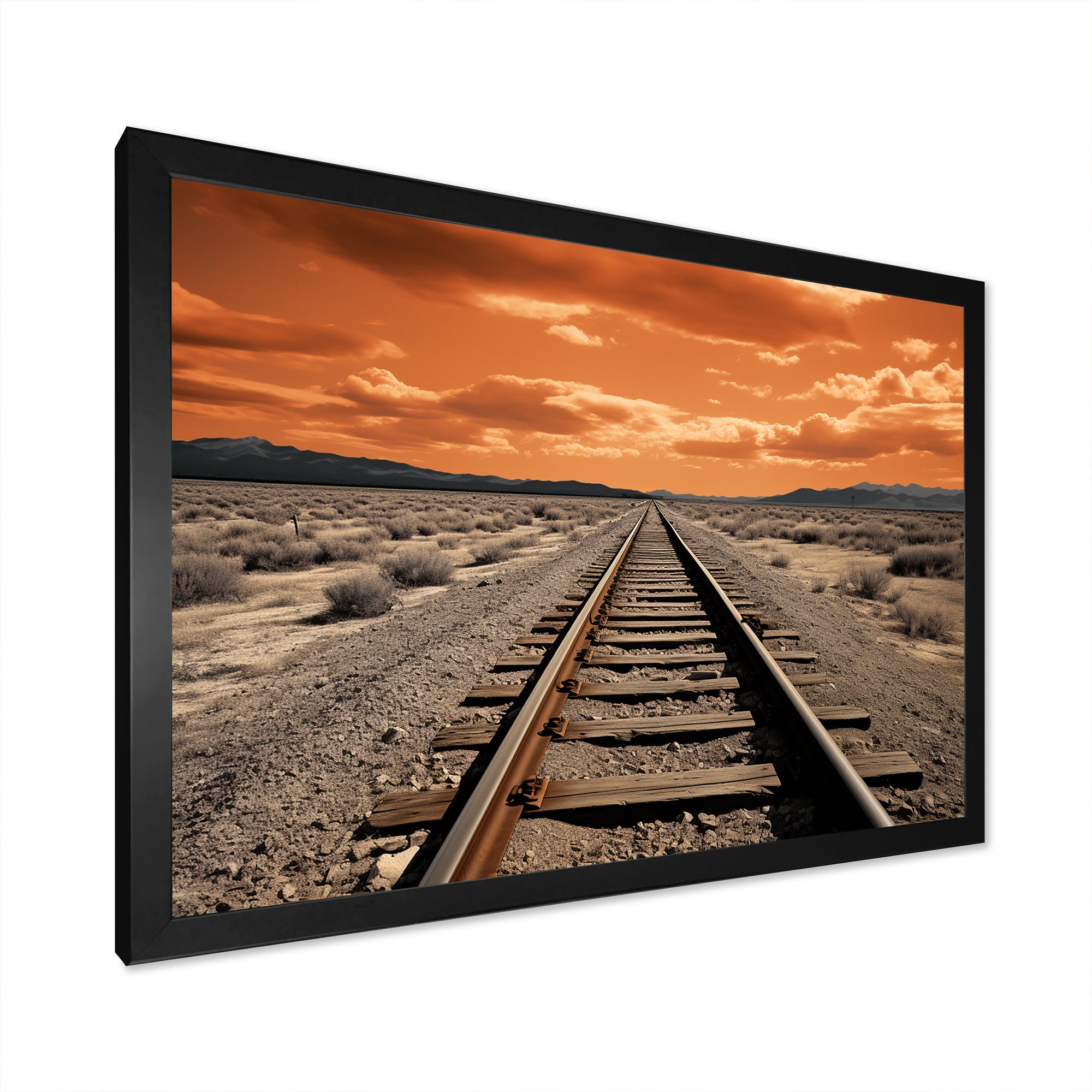 Train Tracks Minimalism Scenery - Train Canvas Wall Art