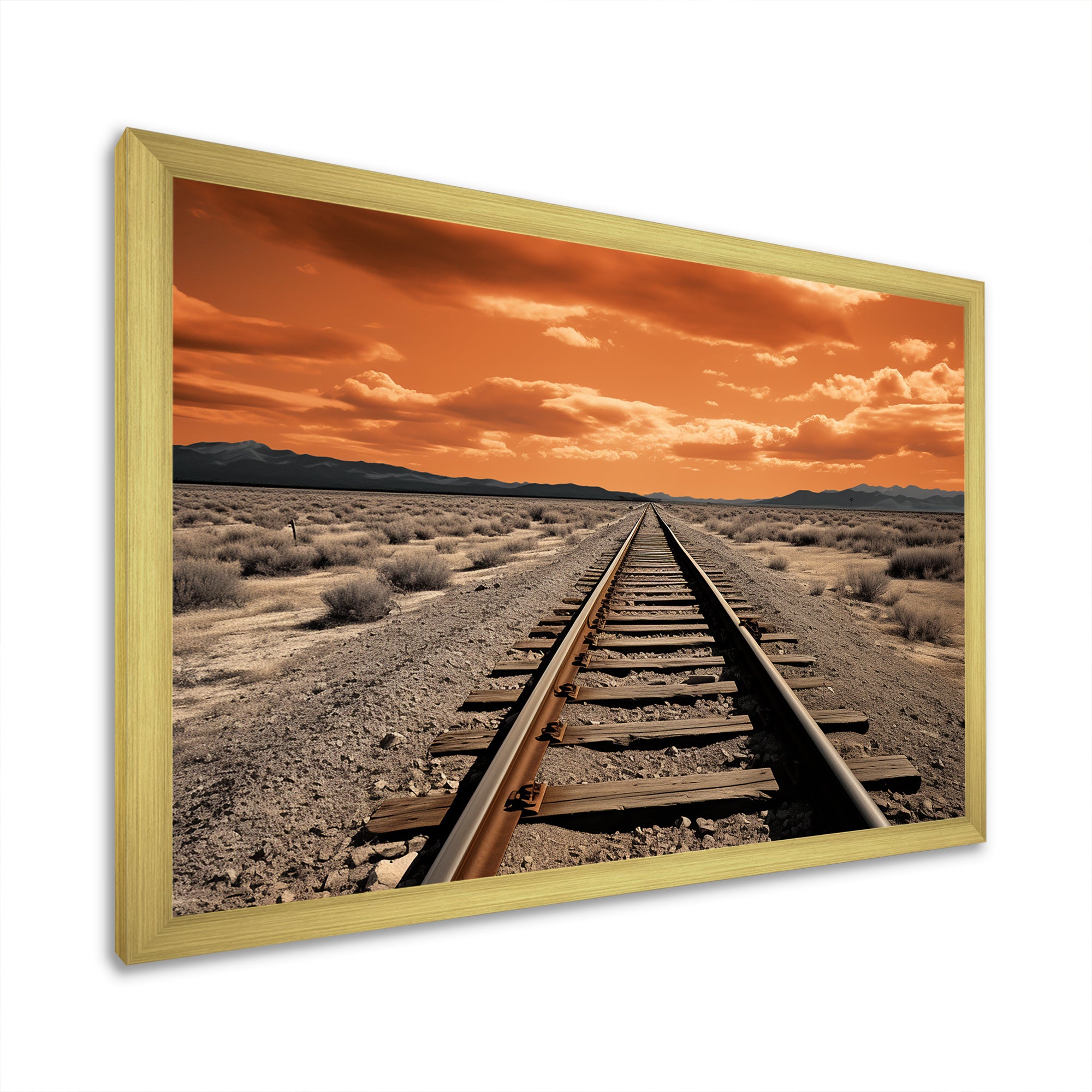 Train Tracks Minimalism Scenery - Train Canvas Wall Art