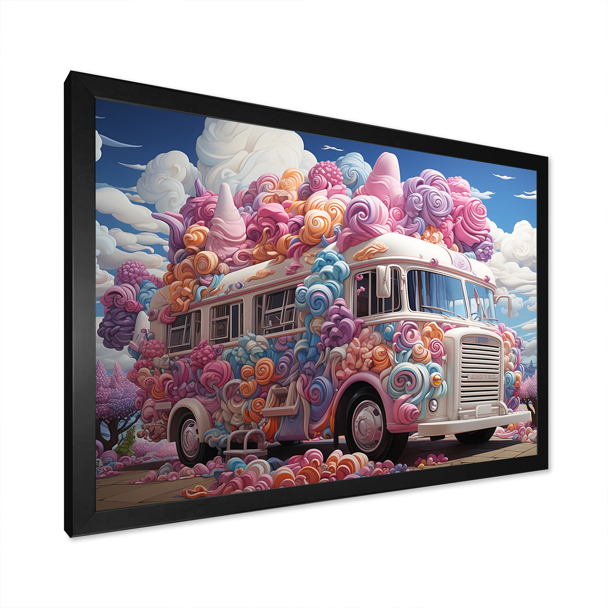 Pastel Ice Cream Van 70s - Car Van Canvas Wall Art