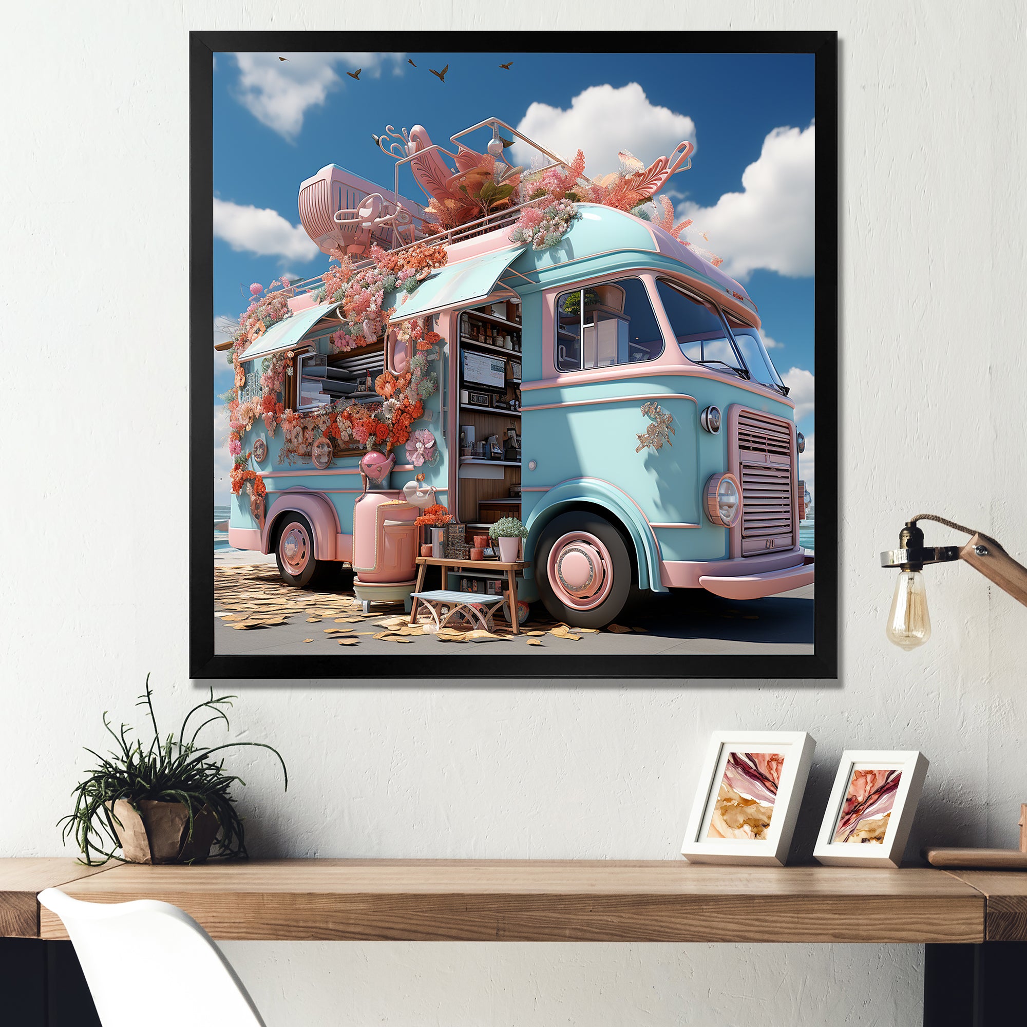 Pastel Ice Cream Truck I - Car Van Canvas Wall Art