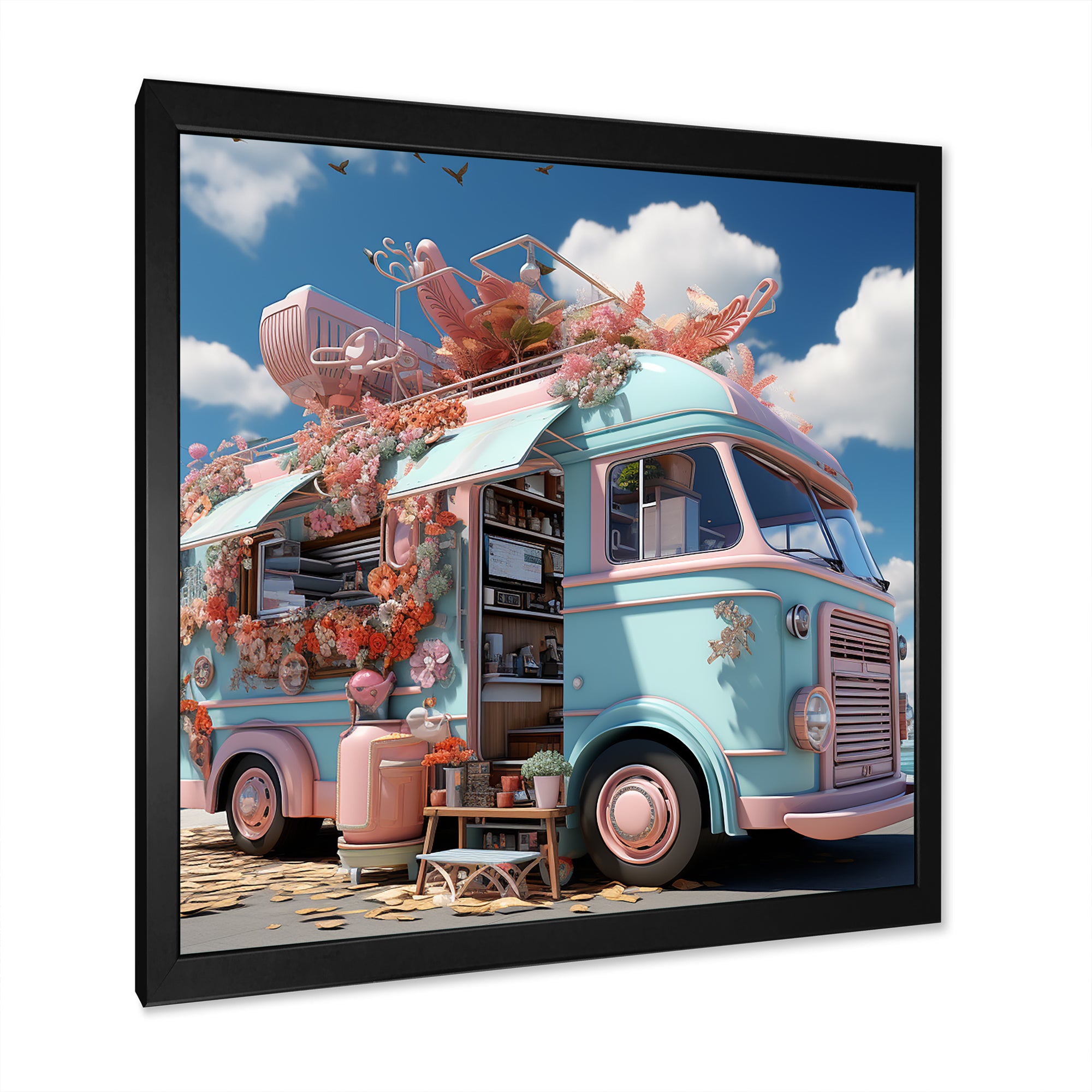 Pastel Ice Cream Truck I - Car Van Canvas Wall Art