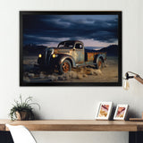 Truck Charm In Winter Photography - Pickup Truck Canvas Wall Art