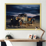 Truck Charm In Winter Photography - Pickup Truck Canvas Wall Art